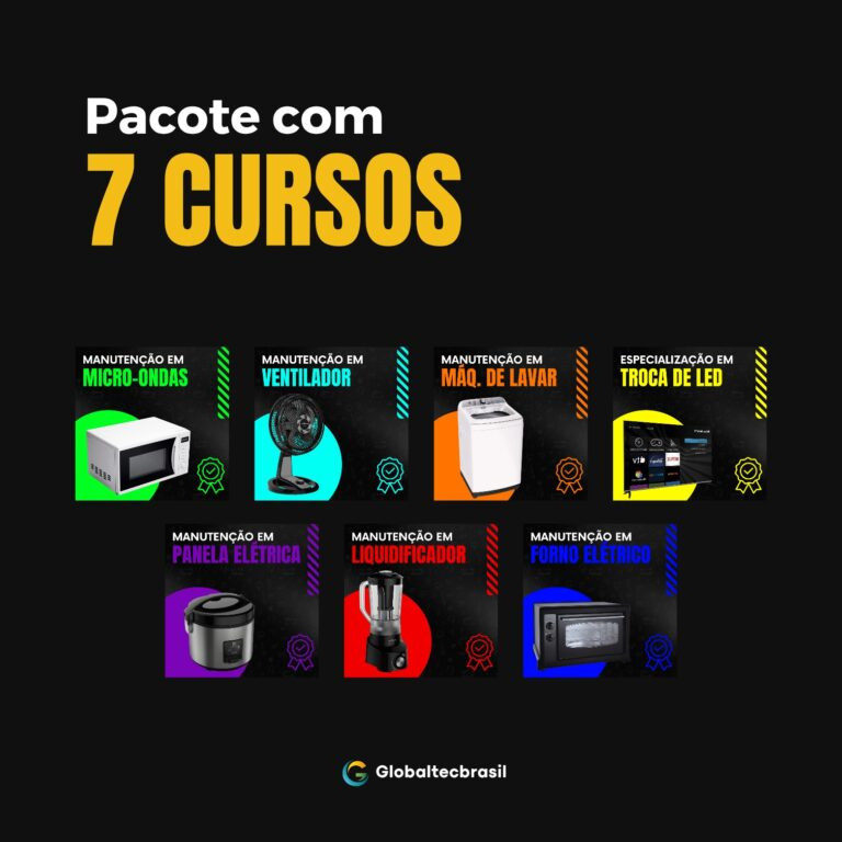 Domine o Conserto de Eletrodomésticos: O Pacote de Cursos "7 em 1" da Global Tec Brasil 2 Domine o Conserto de Eletrodomésticos: O Pacote de Cursos “7 em 1” da Global Tec Brasil