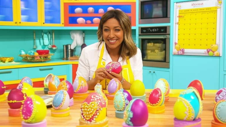 Confeiteira preparando ovos de Páscoa para a venda
