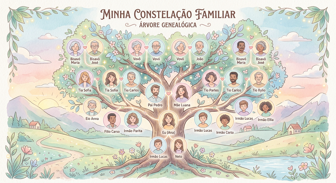 Constelação Familiar - Ilustração da conexão entre familiares