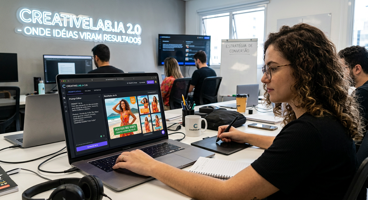 Designer trabalhando no CreativeLab.IA 2.0