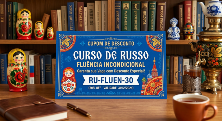 Cupom de desconto azul para curso de russo
