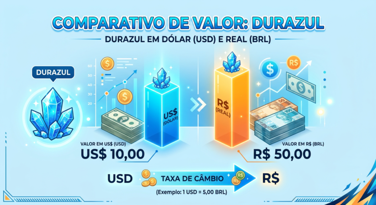 Gráfico de comparação de preços do durazul em dólar e real