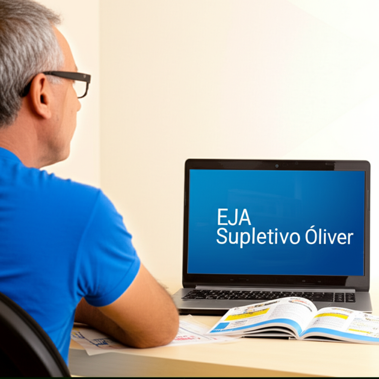 Aluno do EJA Supletivo Óliver estudando online
