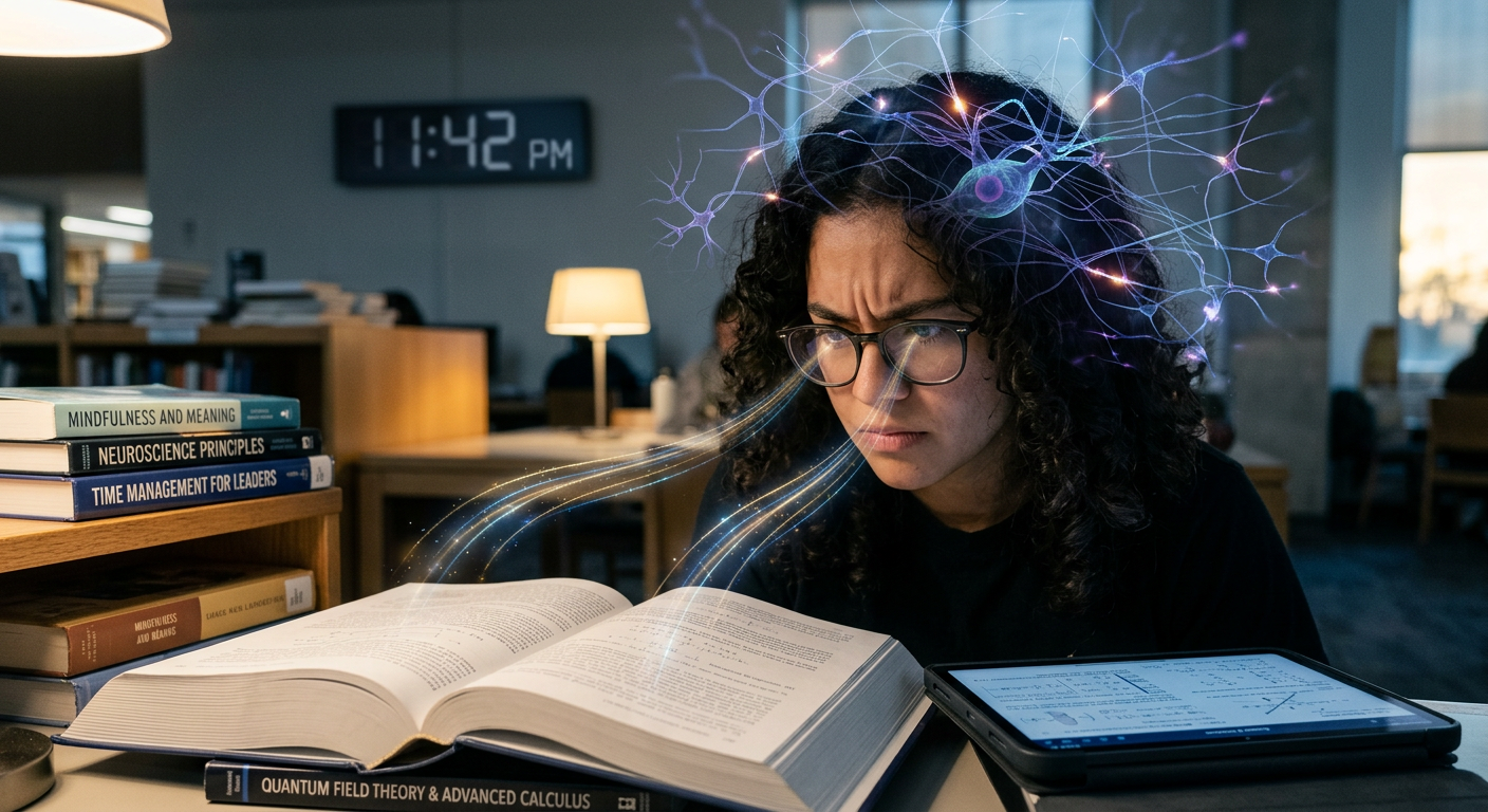 Imagem de um estudante ou profissional focado lendo rapidamente, com efeitos visuais de velocidade e redes neurais que simbolizam alta compreensão e retenção. Representa o curso Metaleitura de Renato Alves.