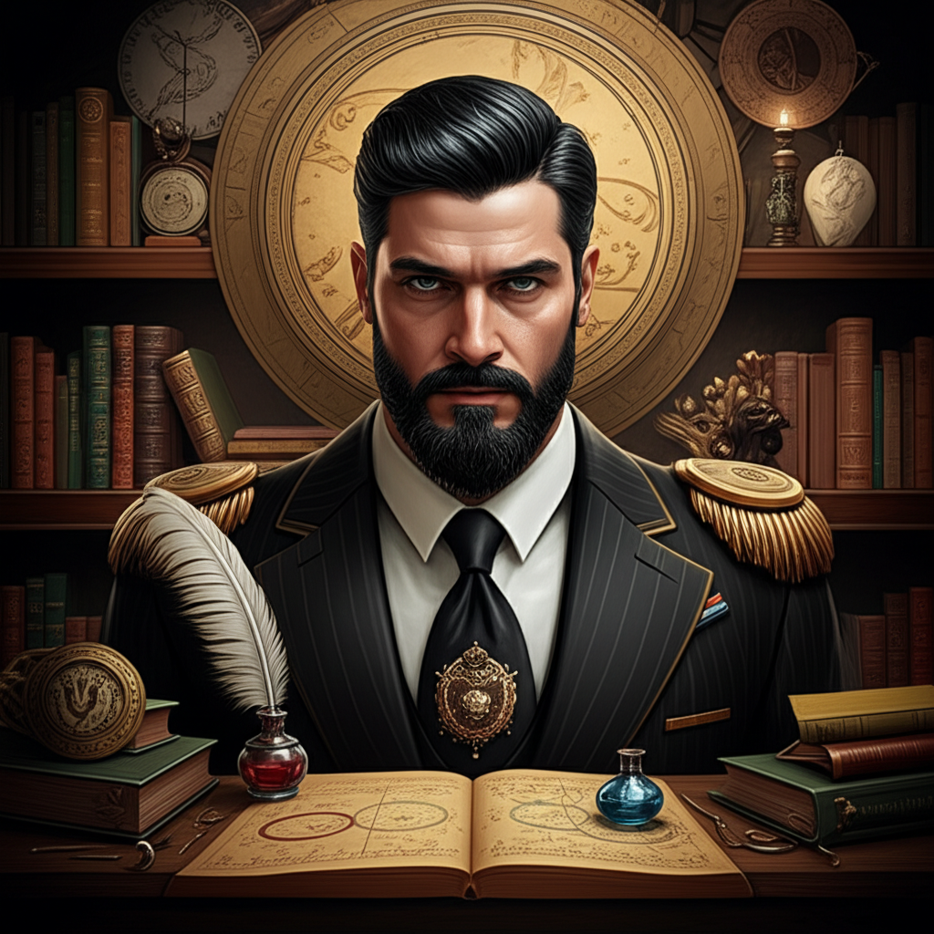 Homem confiante e determinado, representando o Império Masculino