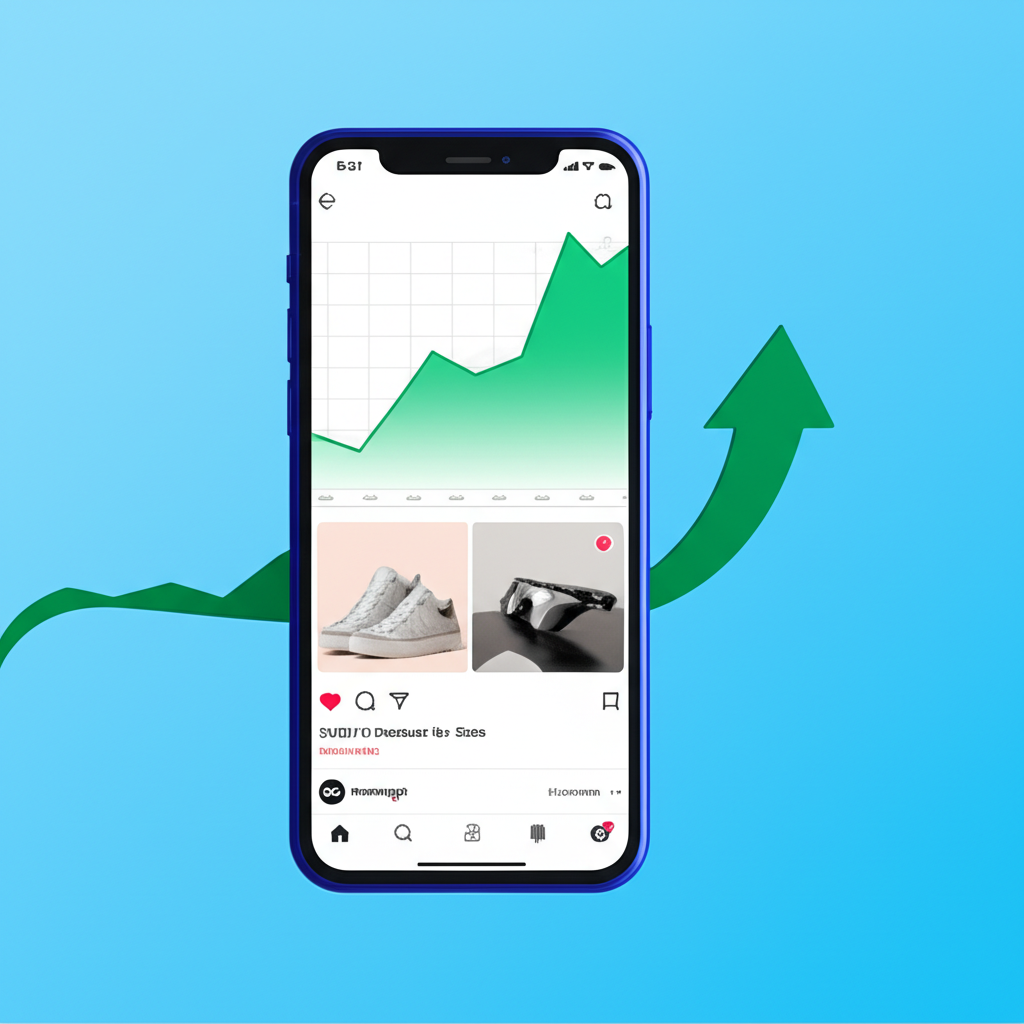 Gráfico de vendas em alta com anúncio de produto no TikTok
