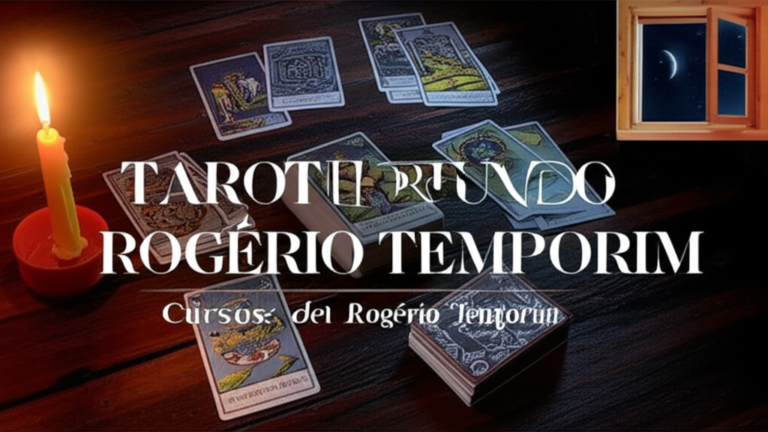 Baralho de Tarot com cartas espalhadas e vela acesa