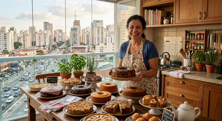 Bolos caseiros em uma cozinha caseira