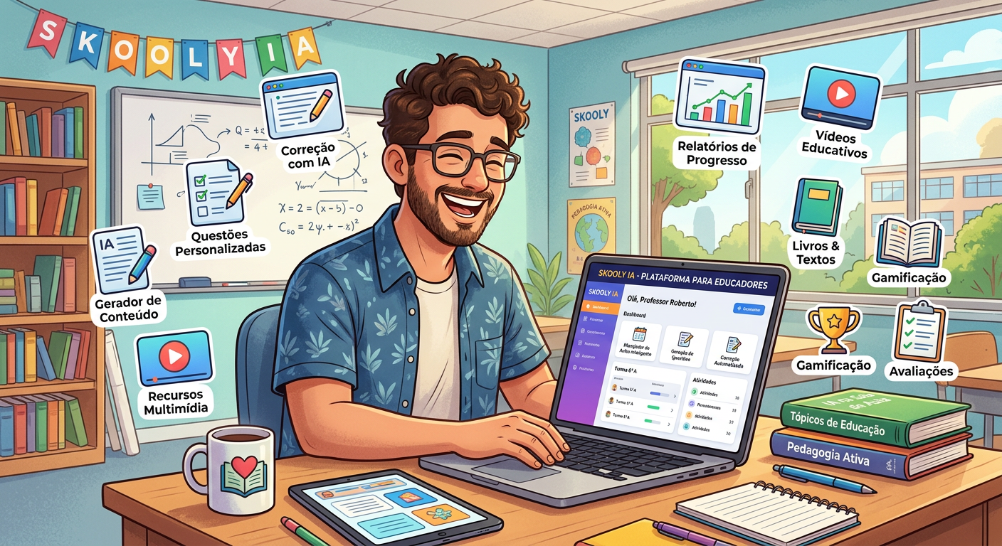 Professor utilizando Skooly IA para Educadores