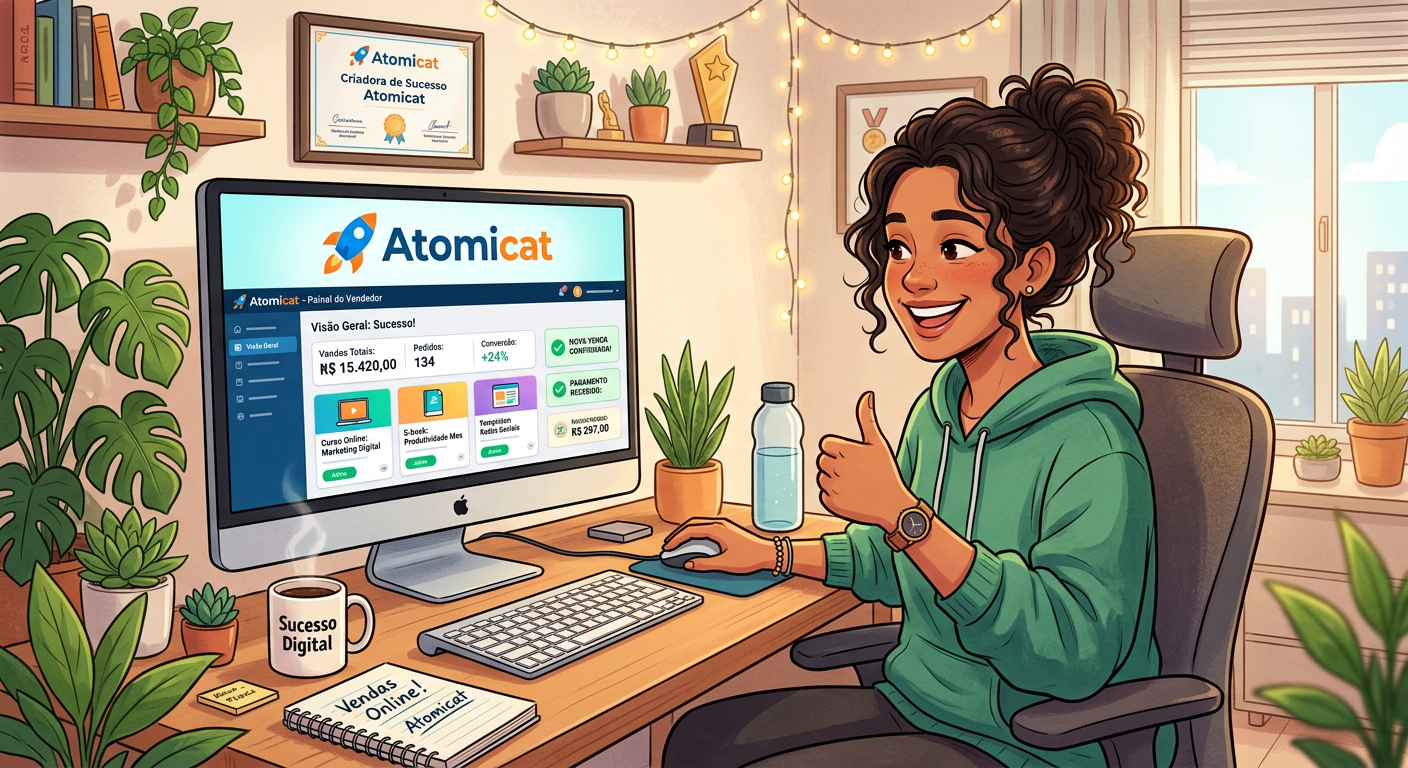 Plataforma Atomicat para criação e venda de produtos digitais