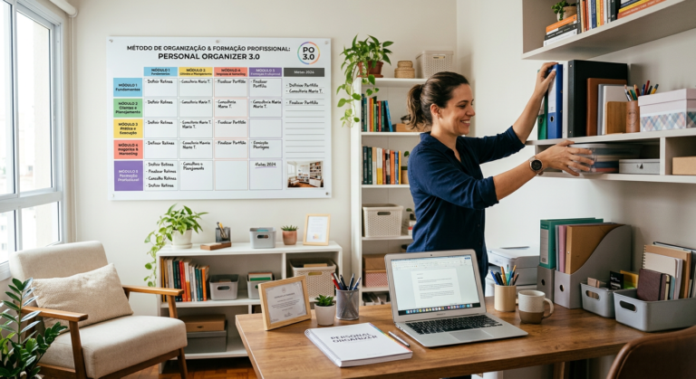 Imagem de uma pessoa organizando uma casa