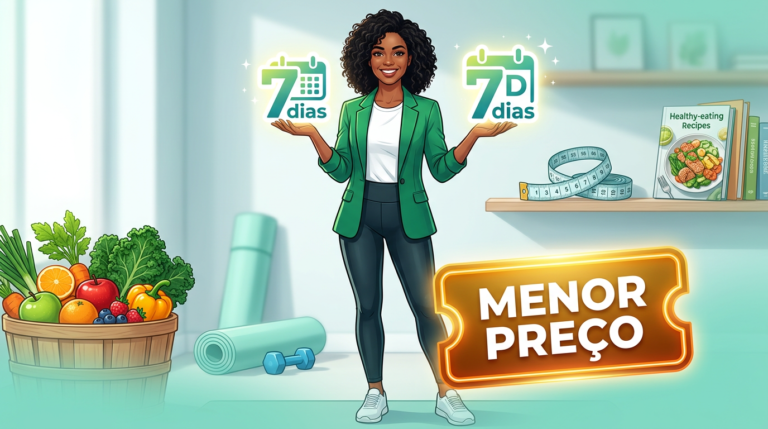Mariana Ferri d'Avila, nutricionista, sorrindo e confiante, com elementos visuais que simbolizam emagrecimento rápido em 7 dias, alimentação saudável e um cupom de desconto digital para o programa Magra 7D.