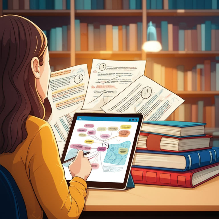 Estudante de lei com tablet e livros