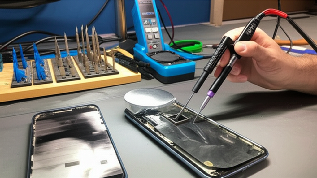 Técnico reparando celular